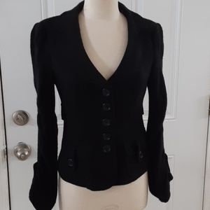 Nanette Lepore Lined Black knit Jacket Gathered